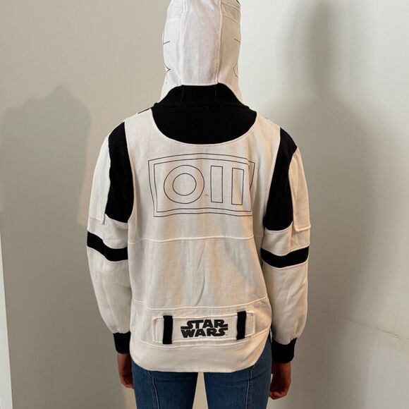 STAR WARS Storm Trooper Full Zip Mesh Eyes White Hoodie Boys' MED/Women's SMALL - Picture 4 of 6
